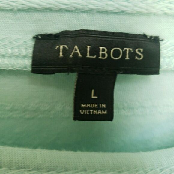 Talbots Stripe Top Square Neck 3/4 Sleeve Pullover Blouse Women's Size L FLAW - Picture 6 of 12